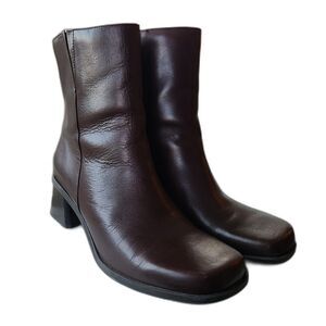 Naturalizer Fabulous II Brown Leather Boots Women's Size 8.5 Booties Block Heel